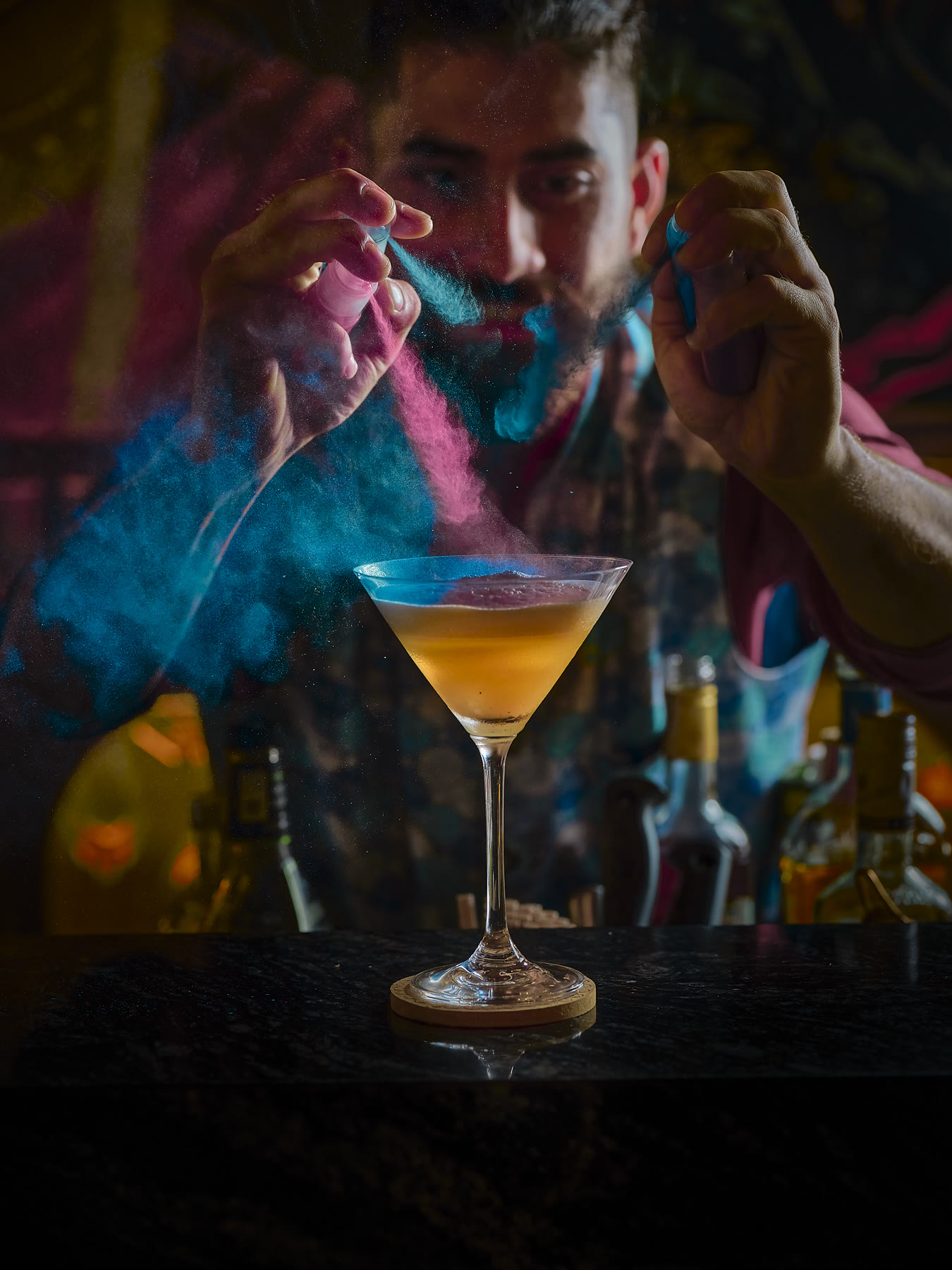 Martini being garnished