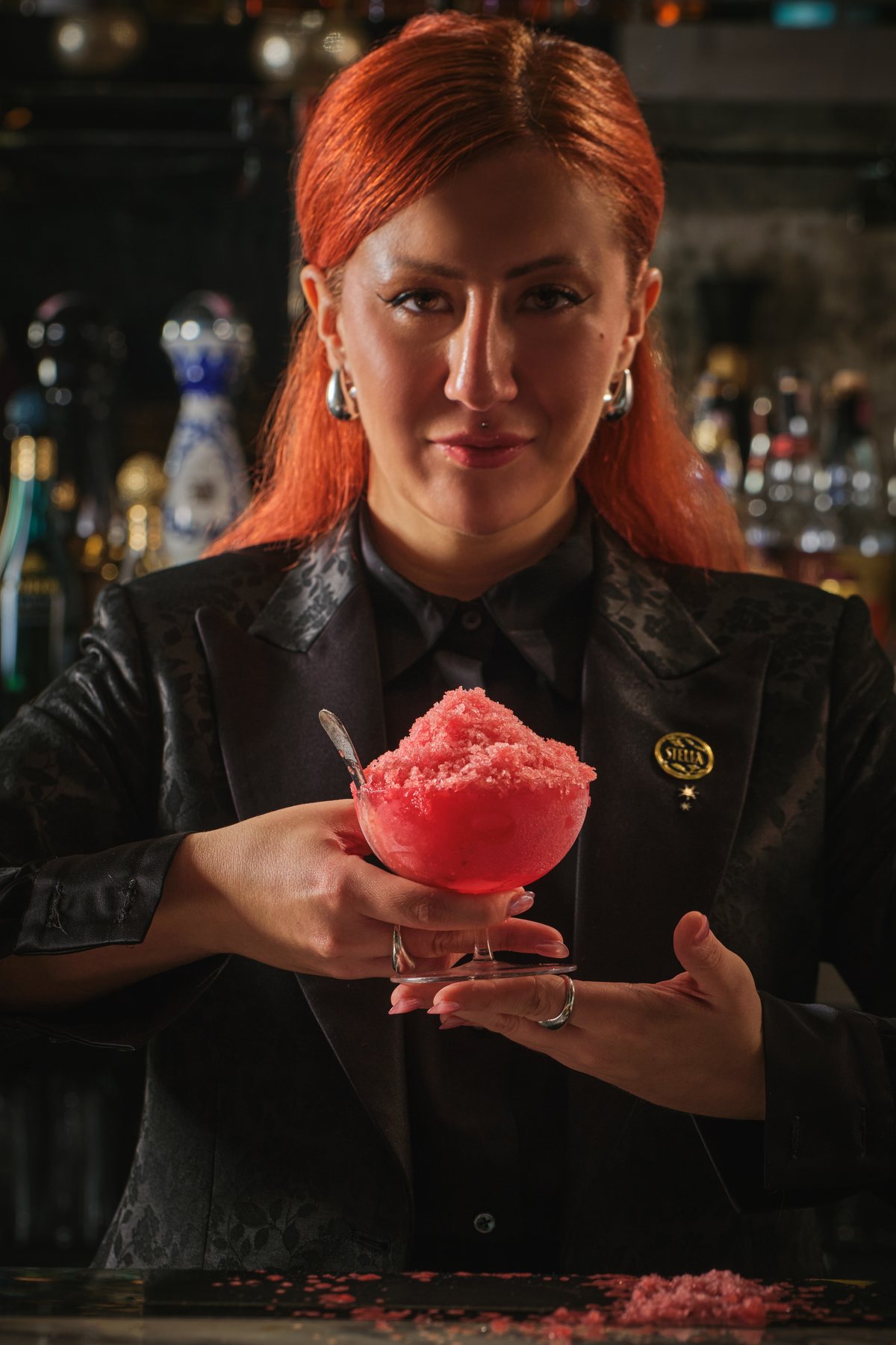 Bartender with a frozen cocktail