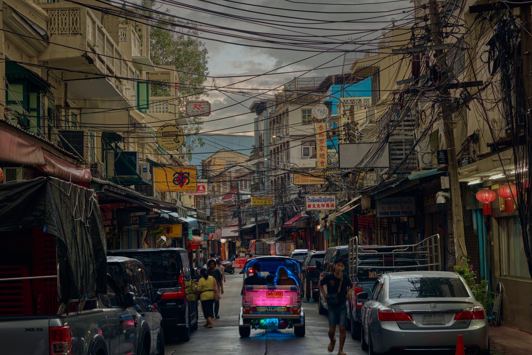 Bangkok street at dusk