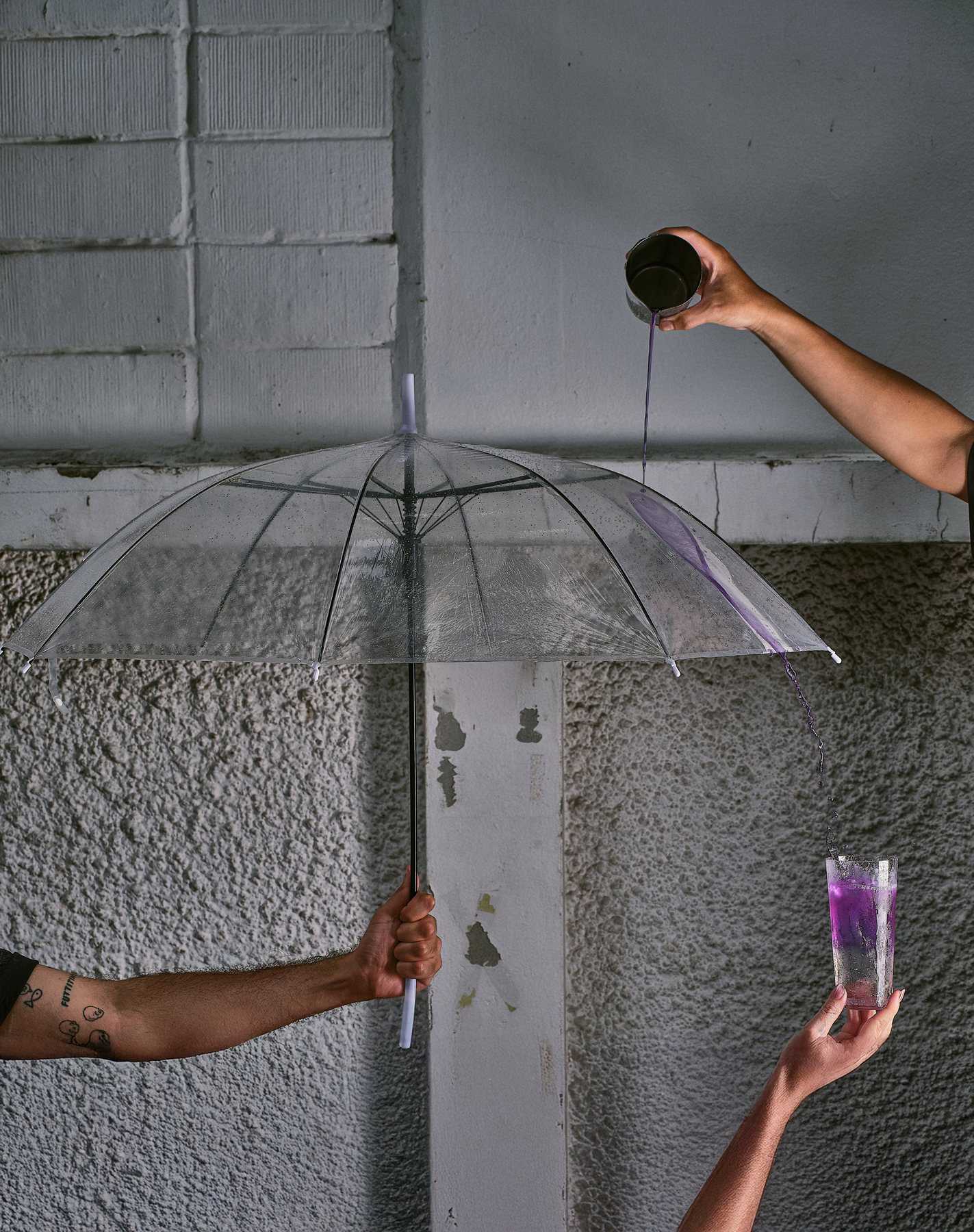Cocktail poured under an umbrella