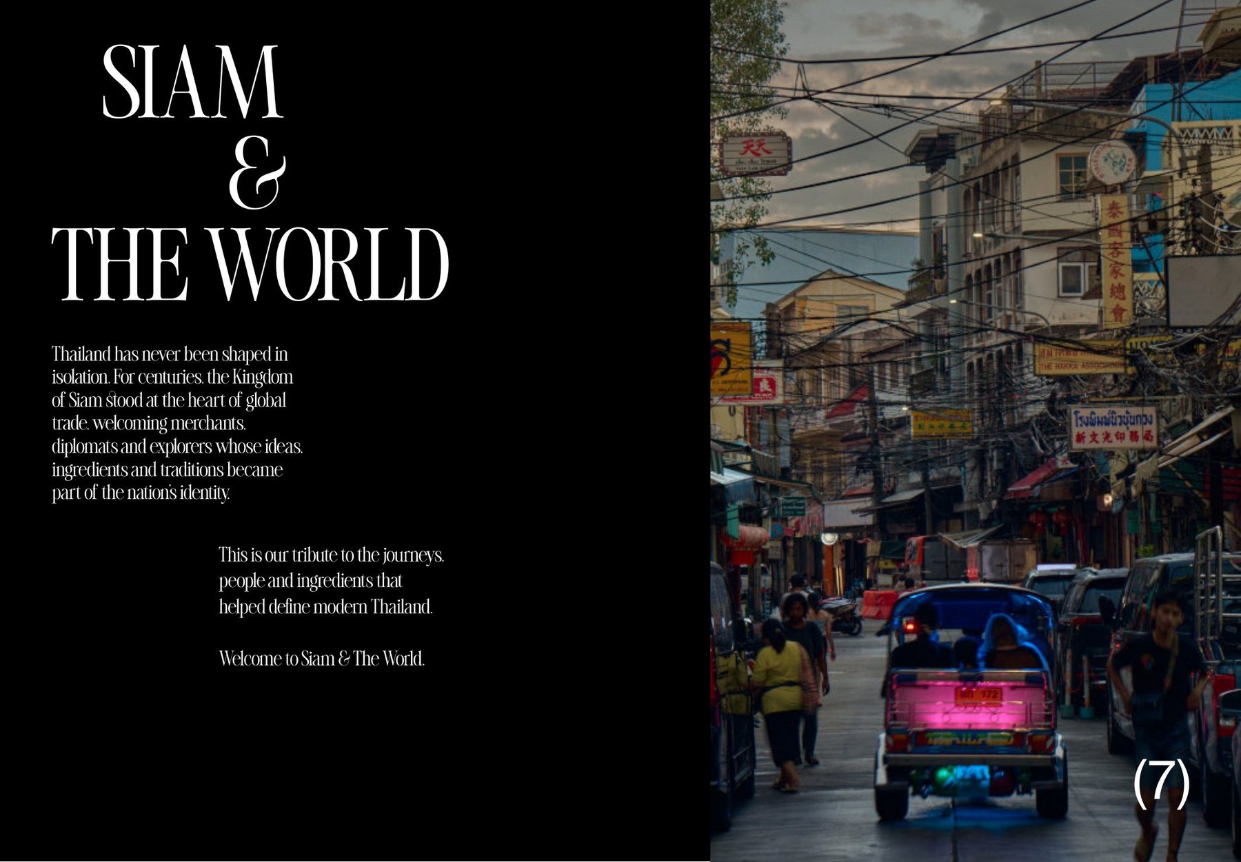 Siam & The World menu introduction spread
